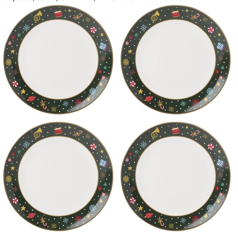 Lenox Nutcracker Ballet Porcelain Dinner Plates Set of 4 Christmas Holiday Plate